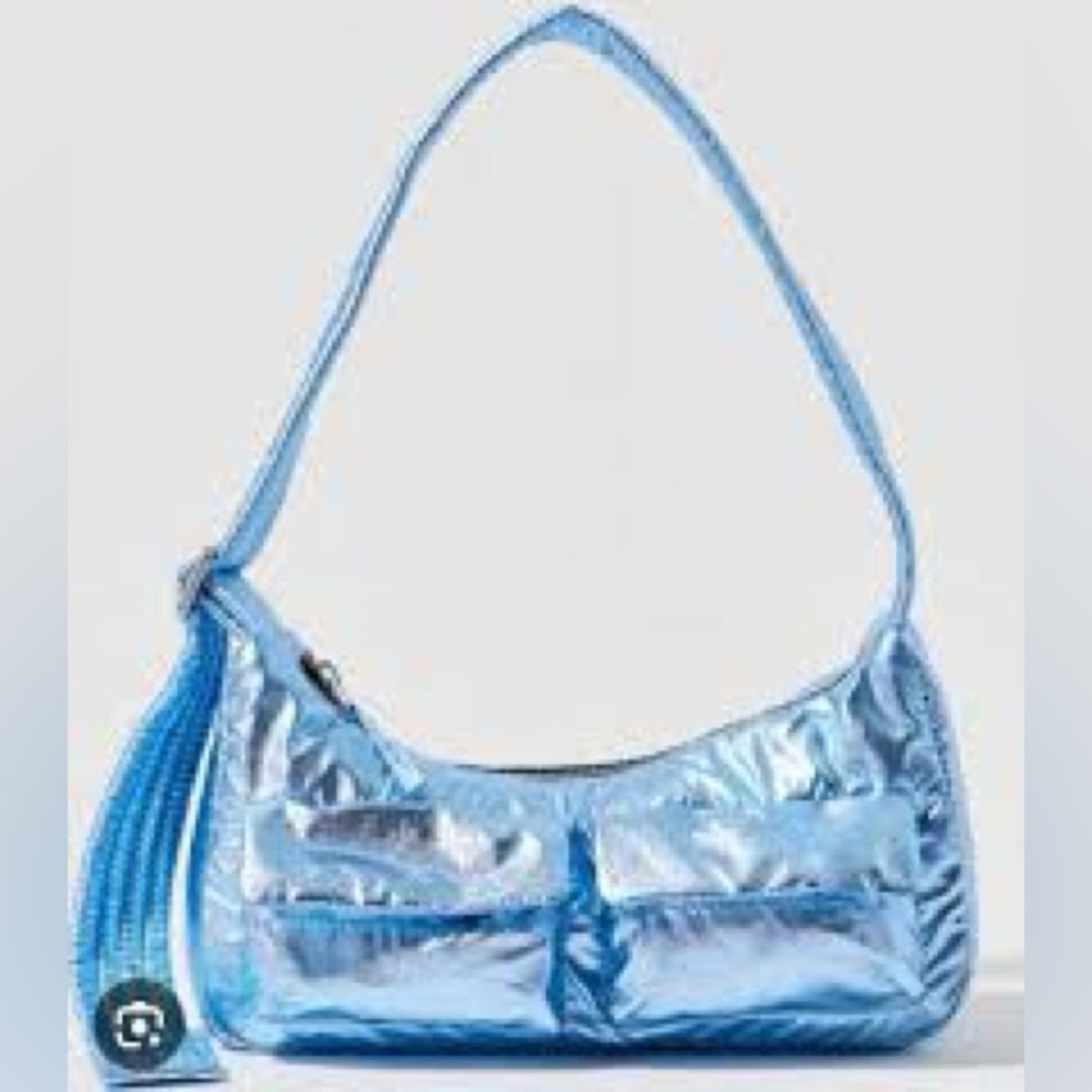 BAGGU Blue Metallic Cargo Shoulder Bag